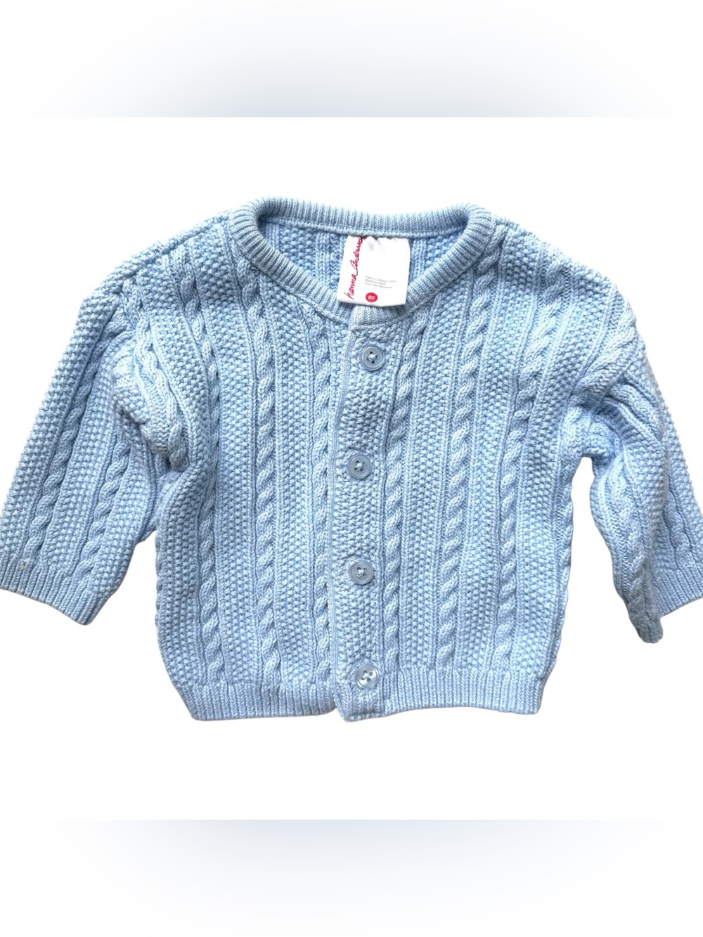 HANNA ANDERSSON Pale Blue Cable-Knit Cardigan size 60